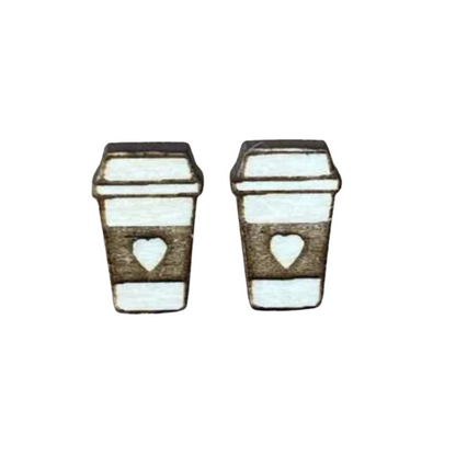 Coffee Cup Wood Stud Earrings - Limited Edition