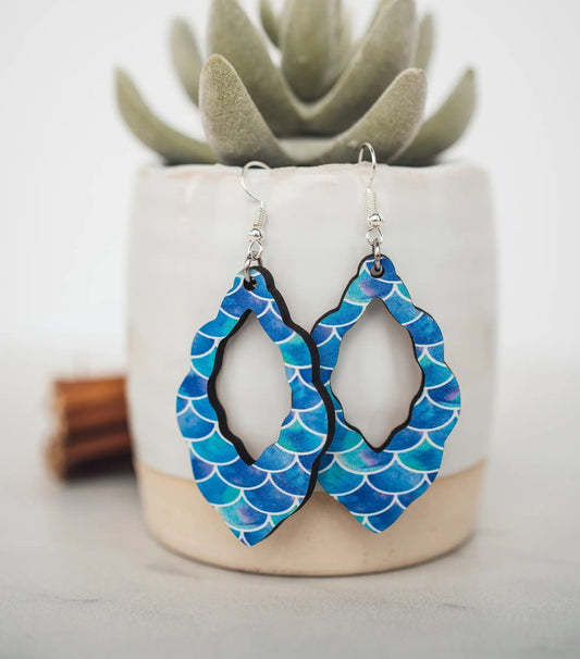 Mermaid Scales Wooden Earrings - Limited Edition