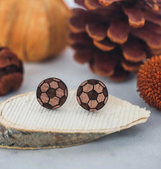 Soccer Ball Wooden Stud Earrings - Limited Edition